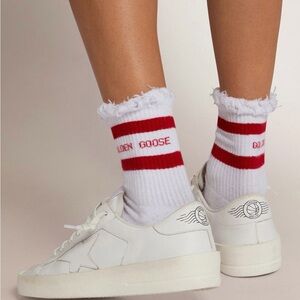 Golden Goose White and  Red Socks